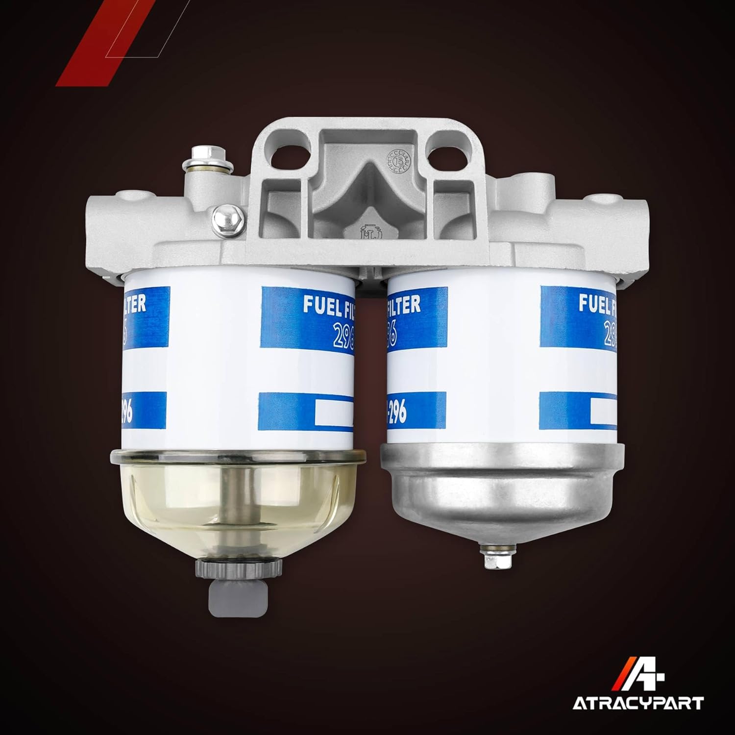 Double Fuel Filter Assembly Fit for Ford 2000 2600 2910 3000 3600 3610 4000 4600 4610 5000 Tractor Models, New Holland NH Universal With Glass Bowl, Replaces# EBPN9N166AA,7111-296